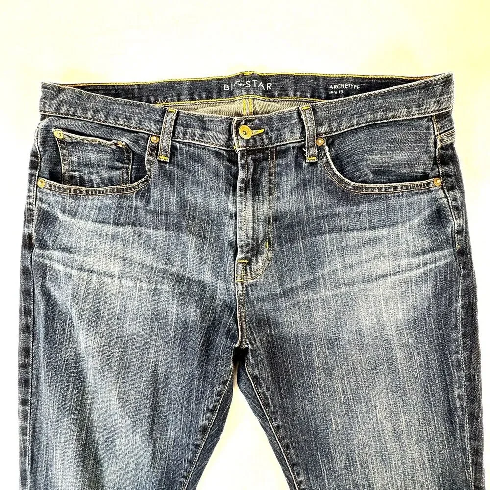 Big Star Blue Jeans Mens Size 36R 38x31.5 Archetype Slim Fit Straight Leg Denim